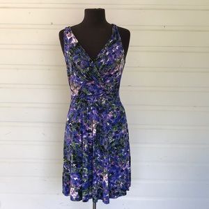 Venus abstract watercolor purple green dress